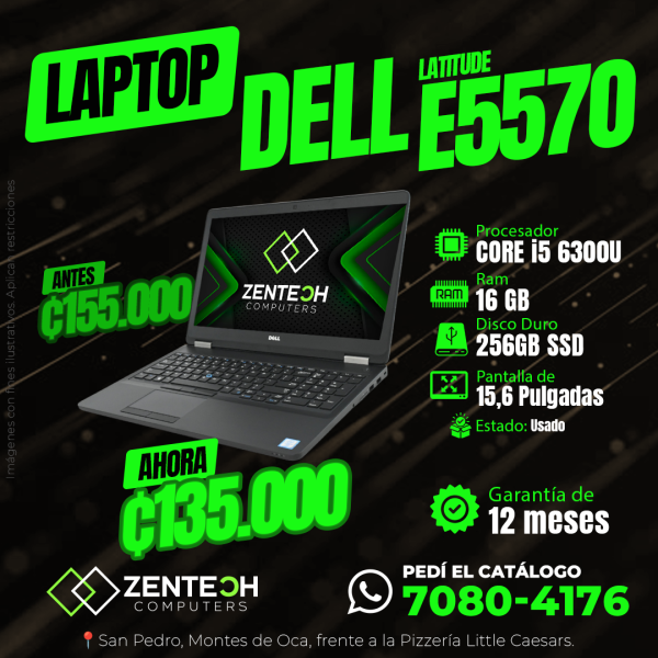 Laptop DELL Latitude E5570 Core i5 6ta Gen 16GB 256GB SSD Usada