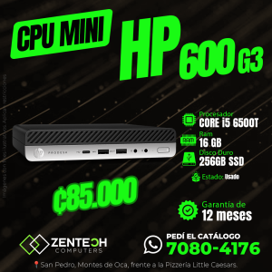 CPU Mini HP ProDesk 600 G3 Core i5 6ta Gen 16GB 256GB SSD Usada