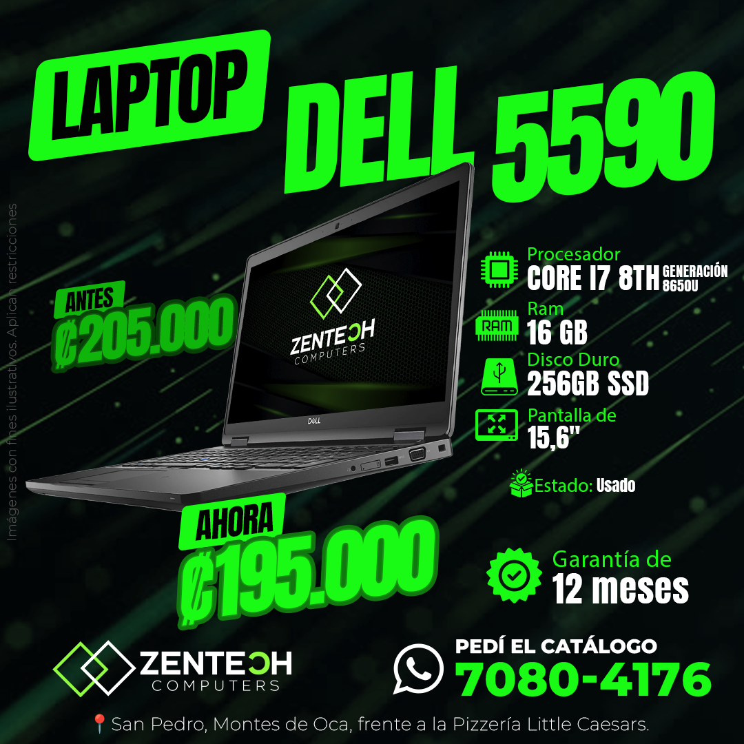 💻 Laptop DELL Latitude 5590 Core i7 8va Gen 16GB 256GB SSD Usada