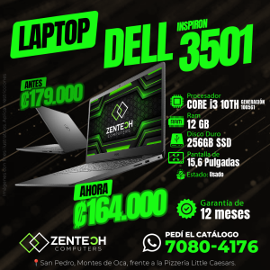 💻 Laptop DELL Inspiron 3501 Core i3 10ma Gen 12GB 256GB SSD Usada