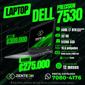 Laptop DELL Precision 7530 Core i7 32GB 512GB SSD NVIDIA Quadro 4GB Usada