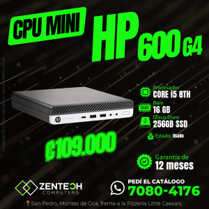 CPU Mini HP ProDesk 600 G4 Core i5 8va Gen 16GB 256GB SSD Usada
