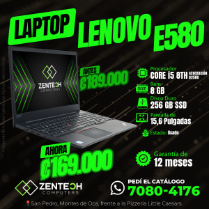 💻 Laptop LENOVO ThinkPad E580/E590 Core i5 8va Gen 8GB 256GB SSD Usada
