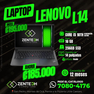 Laptop Lenovo ThinkPad L14 i5 10ma Gen 16GB 256GB SSD Usada