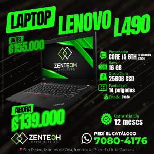 Laptop LENOVO ThinkPad L490 Core i5 8va Gen 16GB 256GB SSD Usada