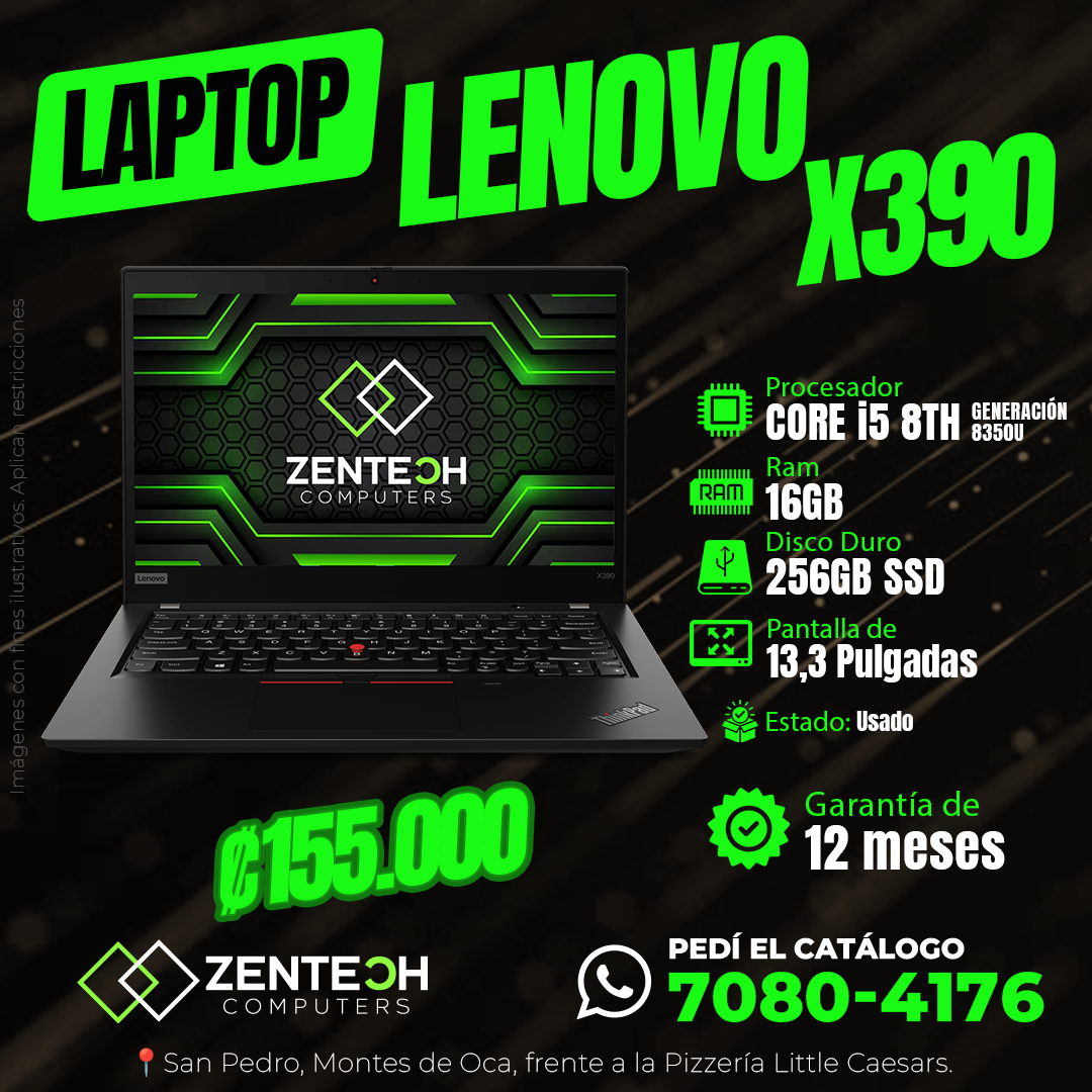 Laptop Lenovo ThinkPad X390 i5 8va Gen 16GB 256GB SSD Usada