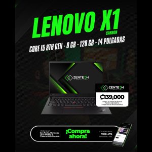 Laptop Ultraligera LENOVO ThinkPad X1 Carbon Core i5 8va Gen 8GB 128GB SSD Usada