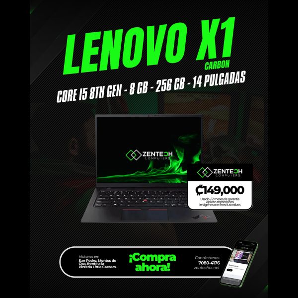 Laptop Lenovo ThinkPad X1 Carbon i5 8va Gen 8GB 256GB SSD Usada