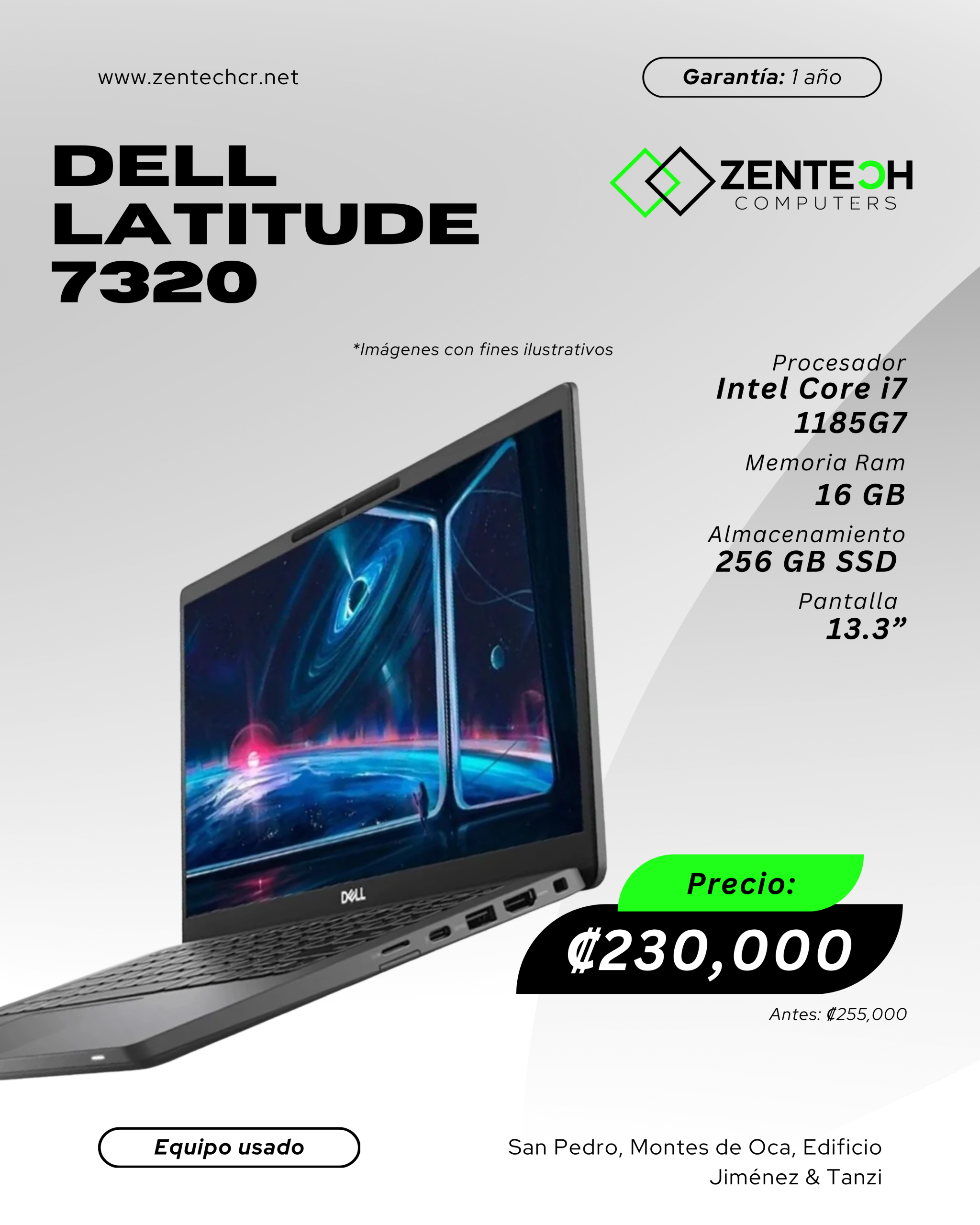 Laptop DELL Latitude 7320 Core i7 11ma Gen 16GB 256GB SSD Usada - Imagen 4