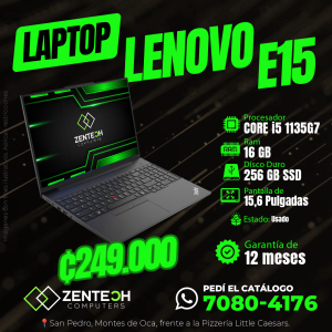 💻 Laptop Lenovo E15 Core i5 11va Gen 16GB RAM 256GB SSD Usada - Garantía 12 Meses