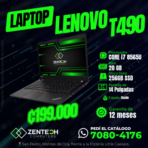 Laptop Lenovo ThinkPad T490 i7 8va Gen 20GB 256GB SSD Usada