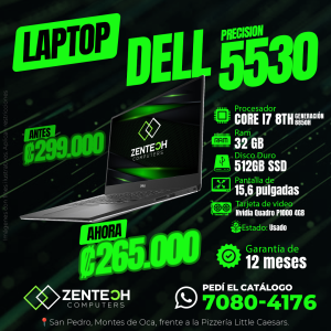 💻 Laptop DELL Precision 5530 Core i7 8va Gen 32GB RAM 512GB SSD Quadro P1000 Usada