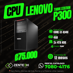 CPU Lenovo ThinkStation P300 Core i3 4340 4GB RAM 8TB HDD (2x4TB) Usado
