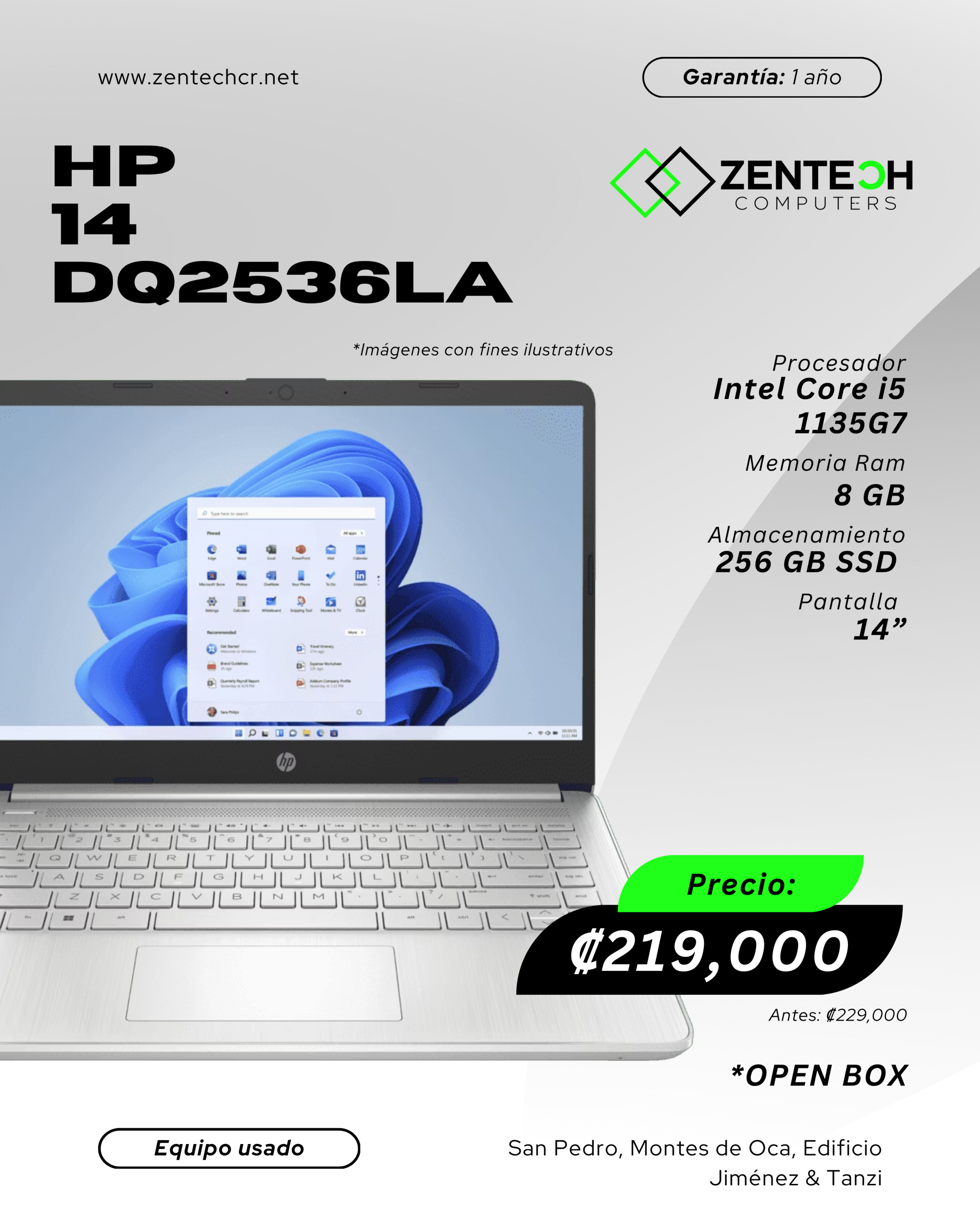 Laptop HP 14-DQ2536LA Core i5 11va Gen Open Box - Imagen 3