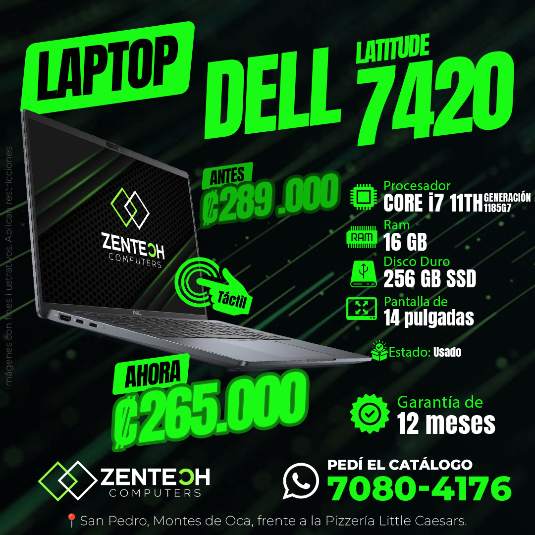 Laptop DELL Latitude 7420 Core i7 11va Gen Usada (Táctil)