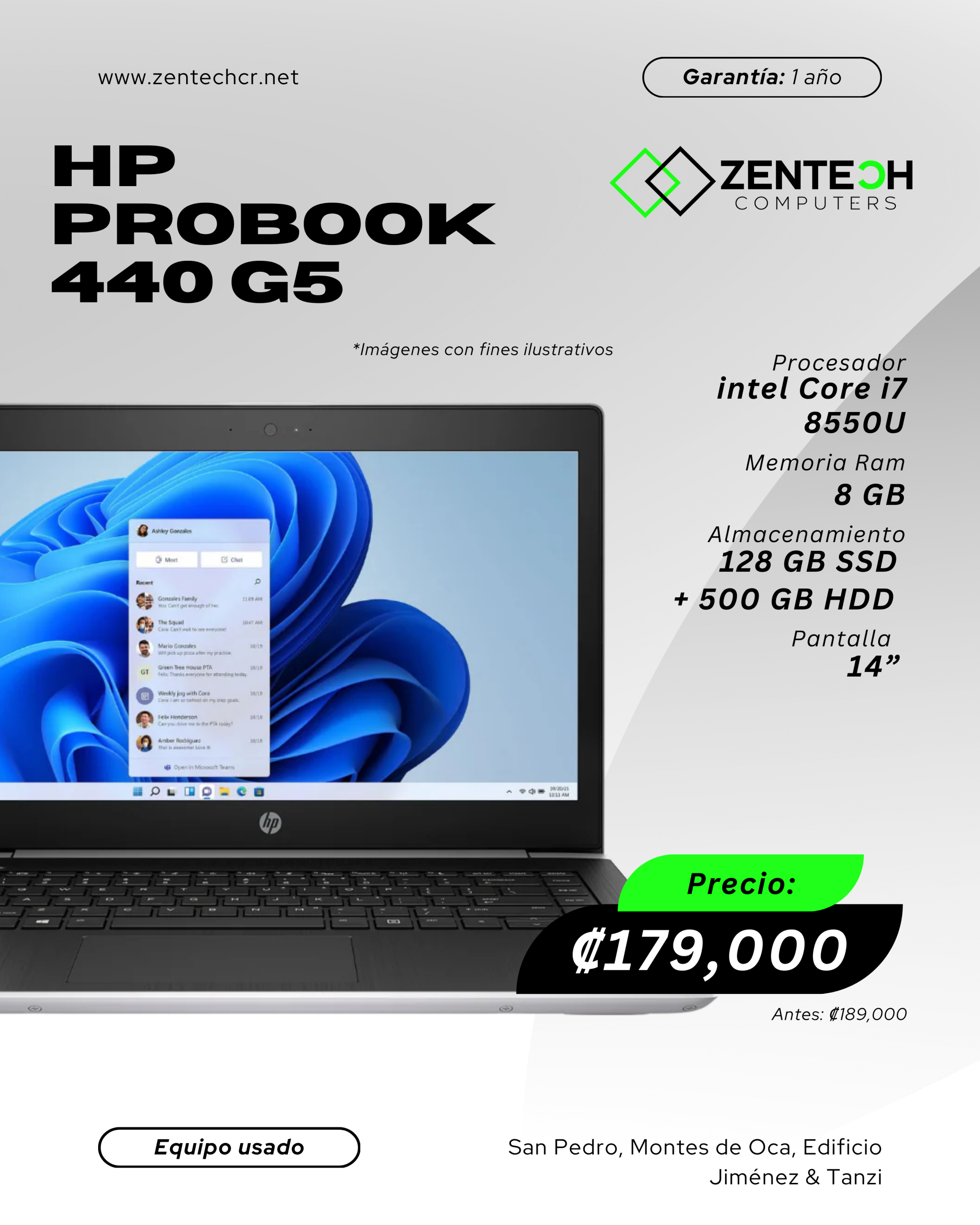 Laptop HP 440 G5 Core i7 8va Gen usada - Imagen 4