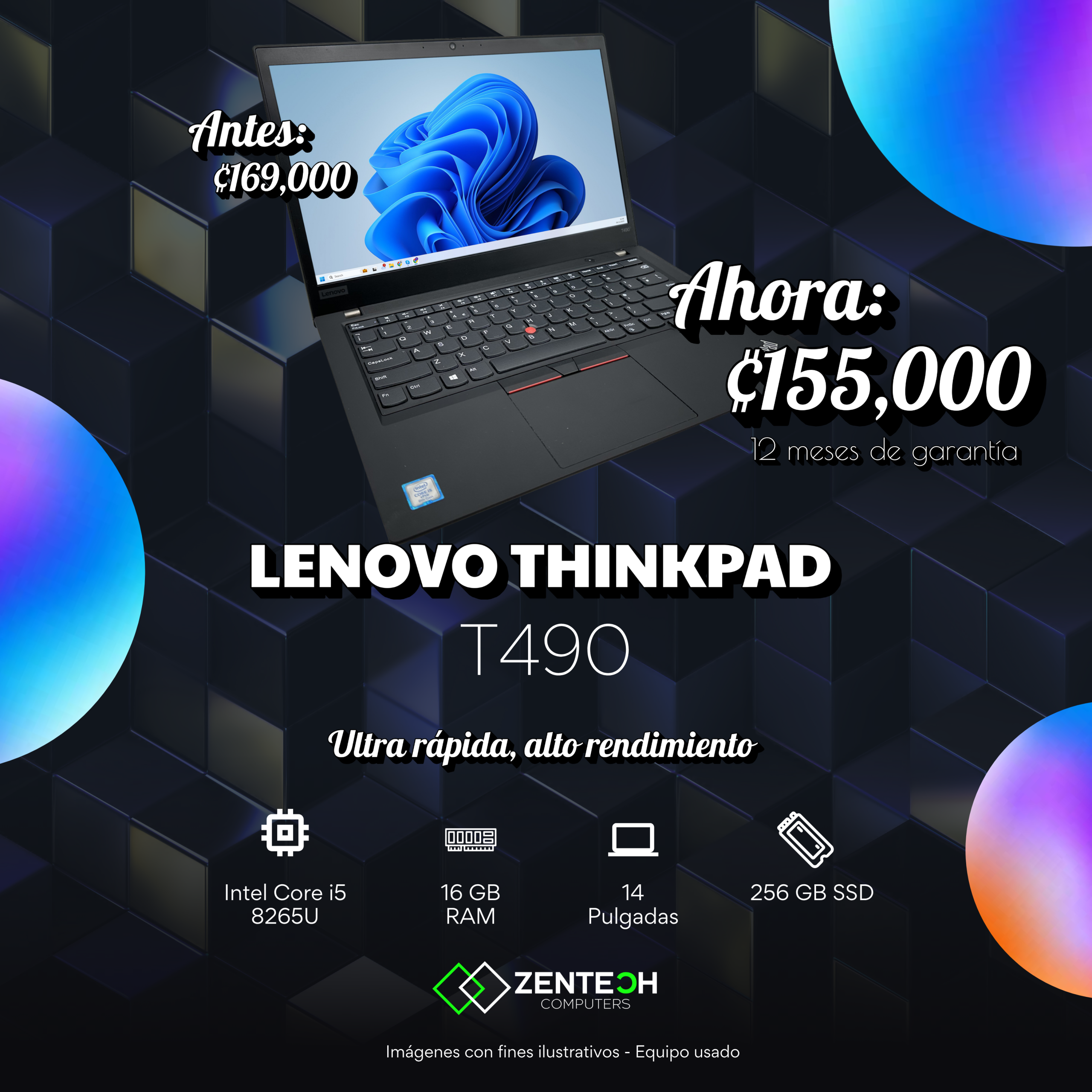 Laptop Lenovo ThinkPad T490 Core i5 8va Generación Usada - Imagen 4
