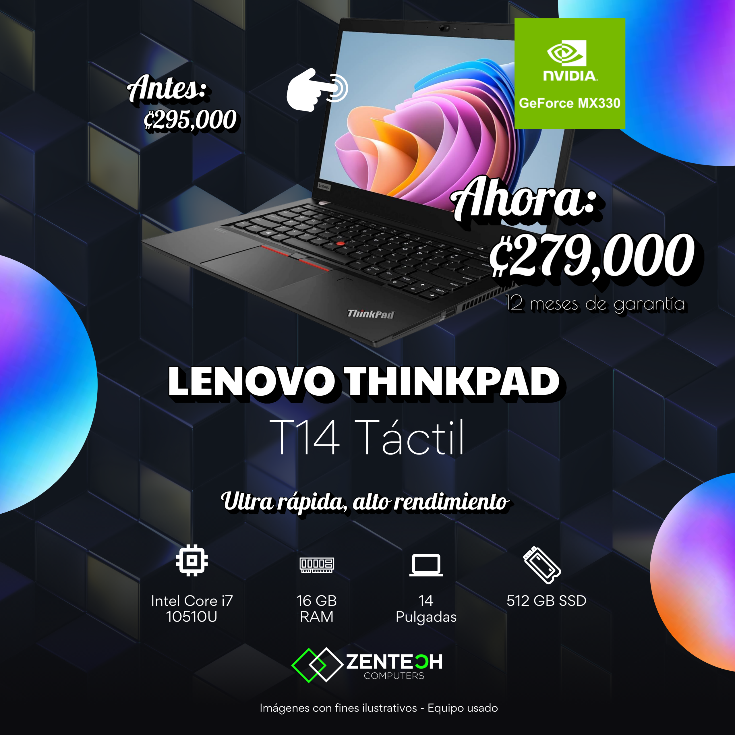 Laptop Lenovo ThinkPad T14 Intel Core i7 10ma Generación Usada - Imagen 4