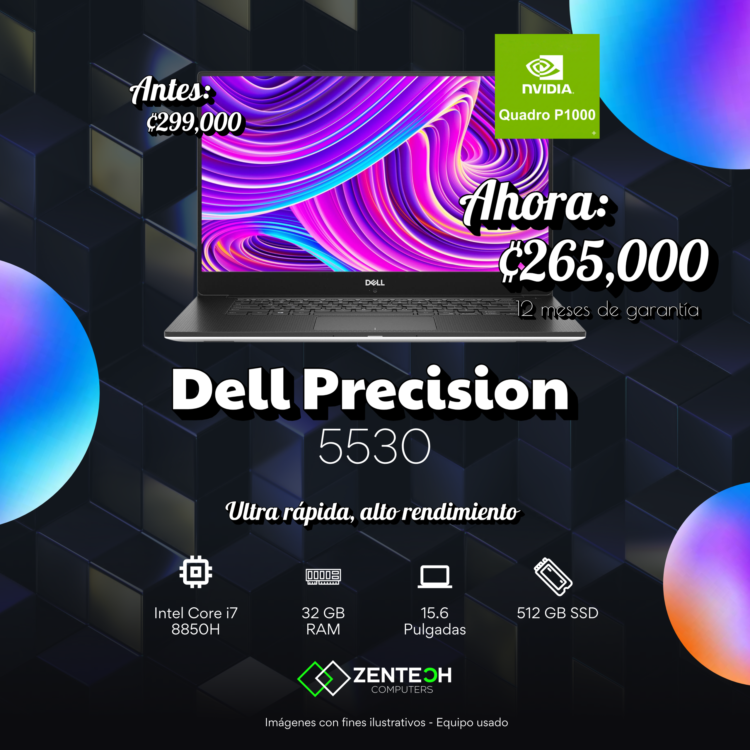 Laptop DELL Precision 5530 Intel Core i7 8va Generación Usada - Imagen 4