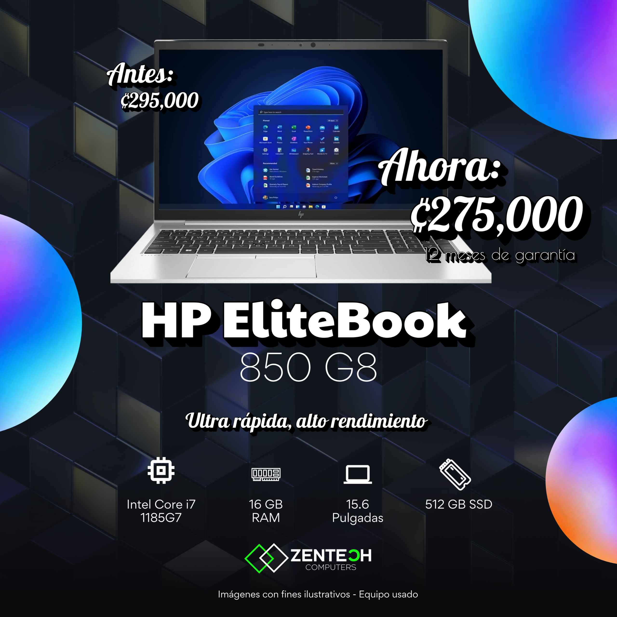 Laptop HP EliteBook 850 G8 Intel Core i7 11va Generación Usada - Imagen 3