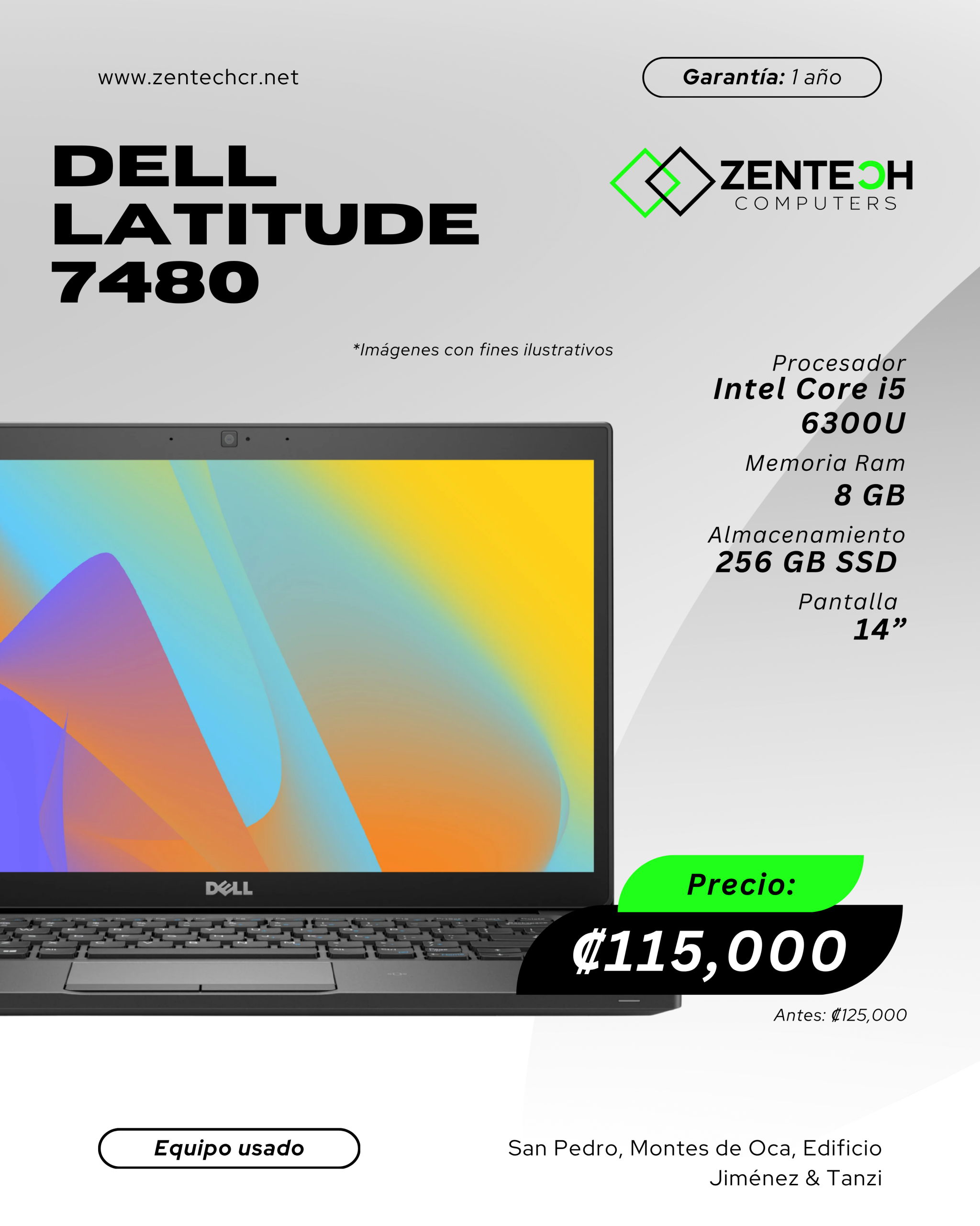 Laptop DELL Latitude 7480 Core i5 6300U 8GB 256GB SSD 14" Usada - Imagen 3