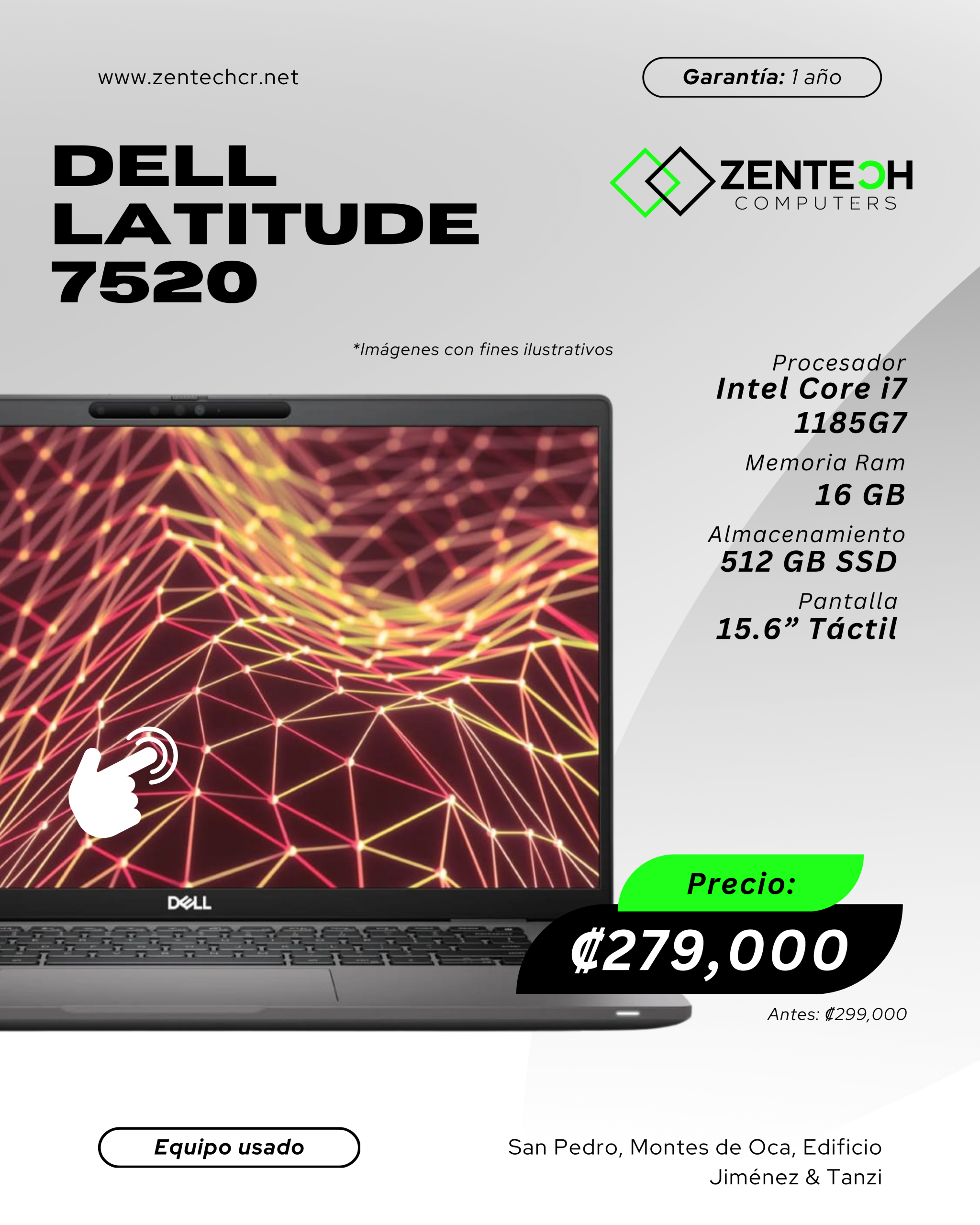 Laptop Dell Latitude 7520 Core i7 1185G7 16GB 512GB SSD 15.6" Táctil Usada - Imagen 3