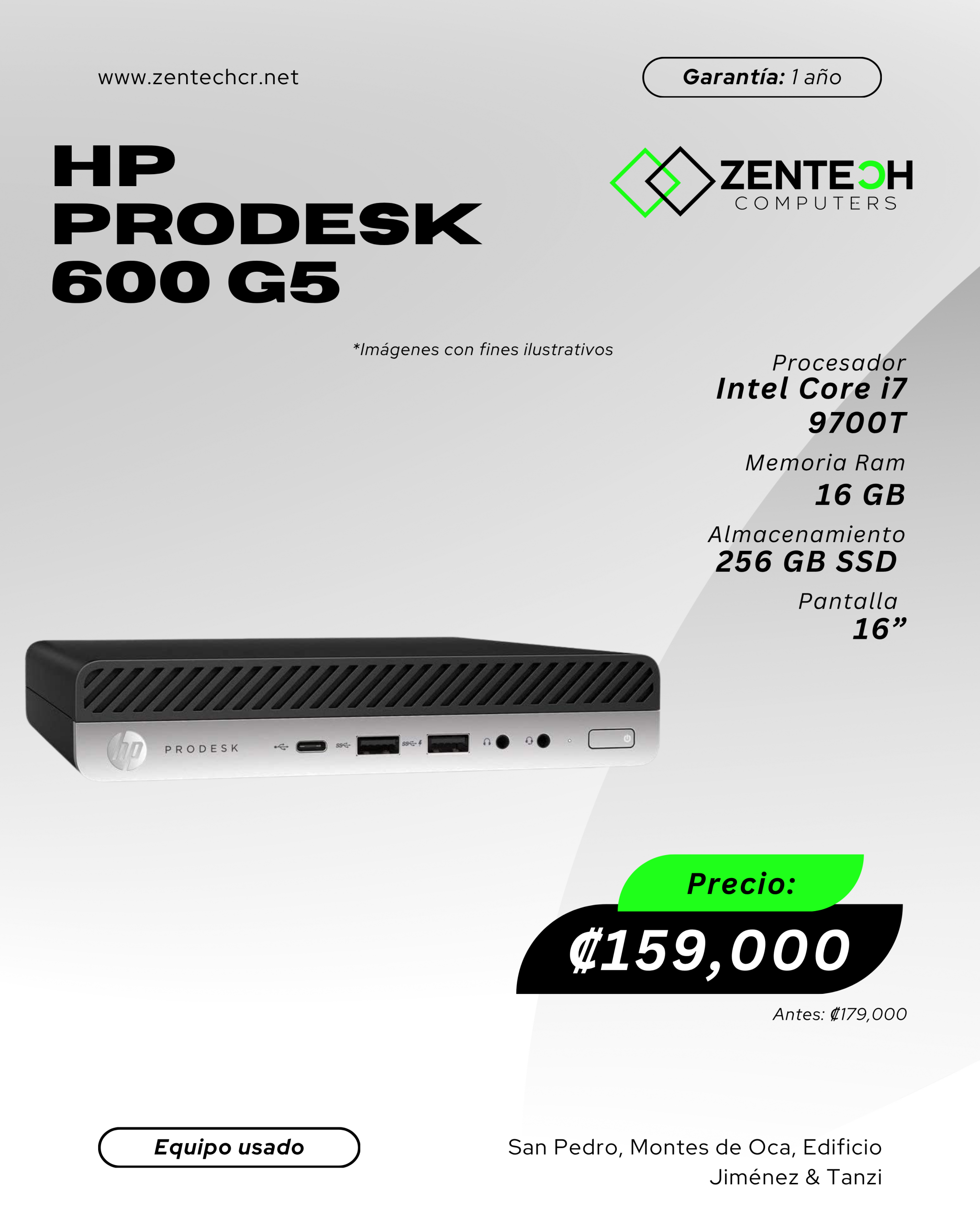 CPU Mini HP ProDesk 600 G5 Core i7 9700T 16GB 256GB SSD Usado - Imagen 4