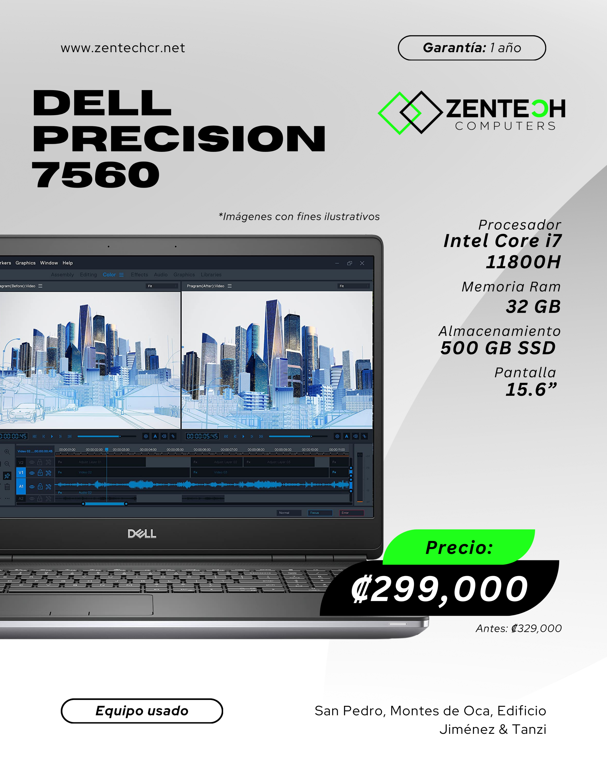 Laptop DELL Precision 7560 Workstation Core i7 11800H 32GB 500GB SSD 15.6" Usada - Imagen 3
