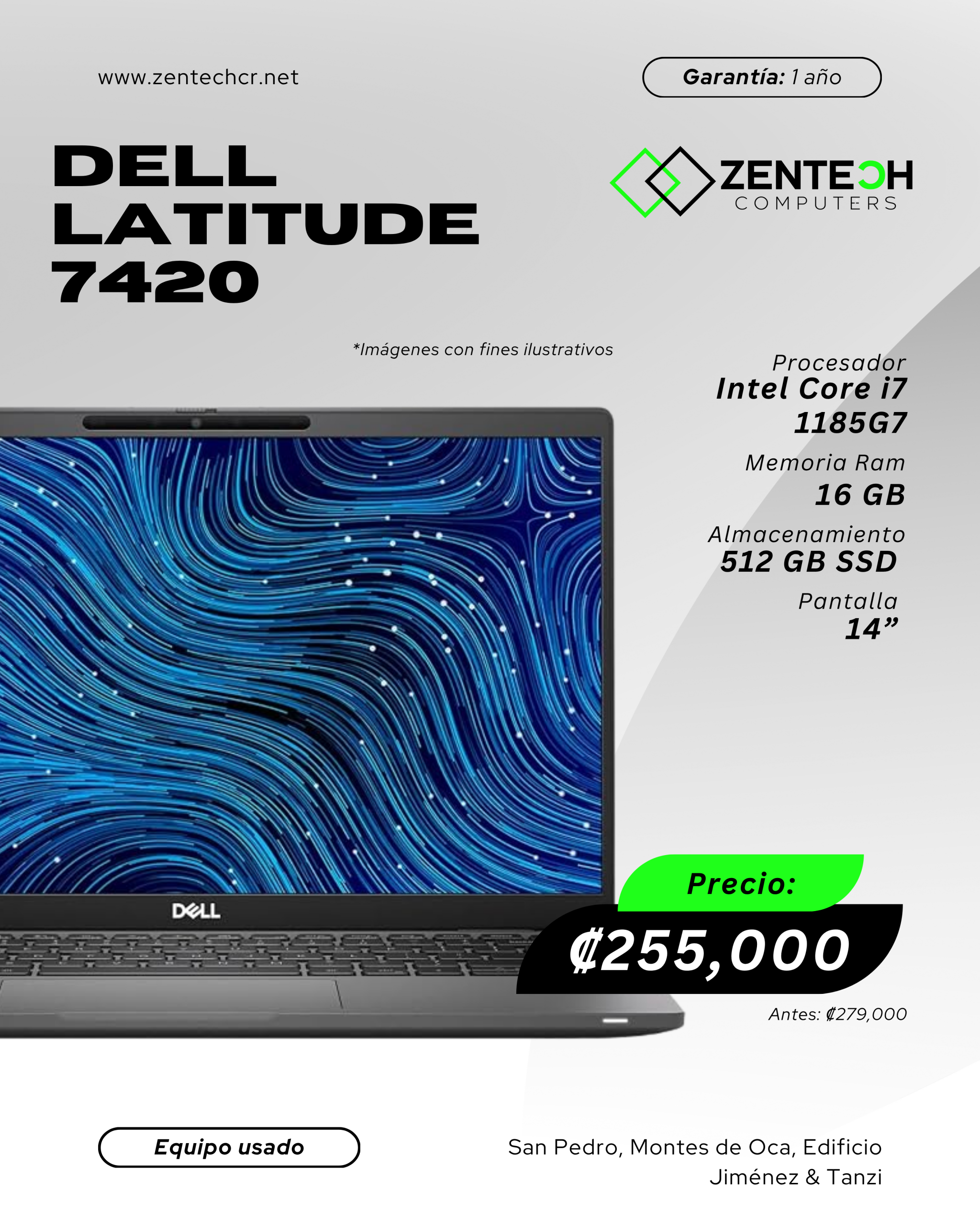 Laptop Dell Latitude 7420 Core i7 1185G7 16GB 512GB SSD 14" Usada - Imagen 4