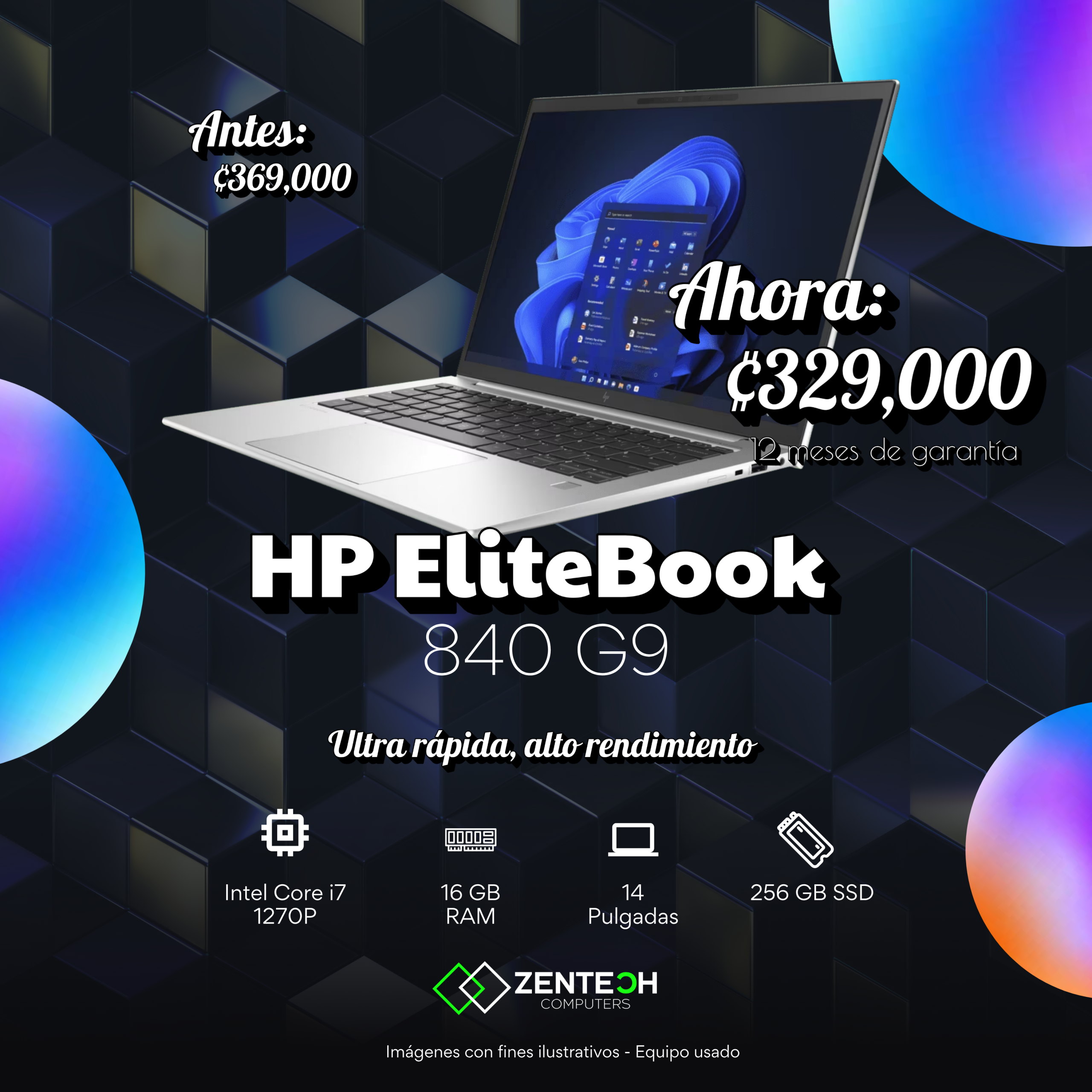Laptop HP EliteBook 840 G9 Core i7 12700P 16GB 256GB SSD 14" Usada - Imagen 4