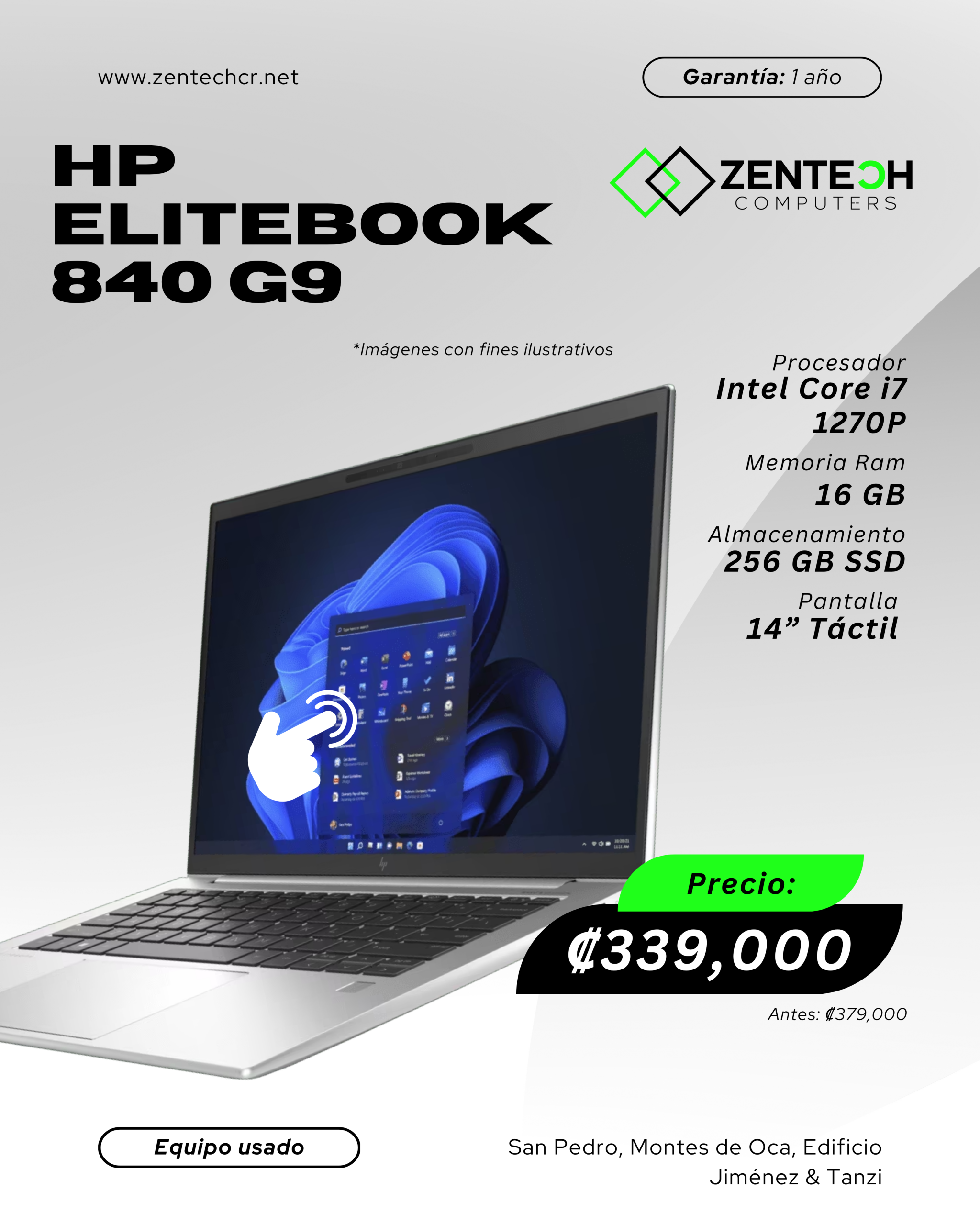 Laptop HP EliteBook 840 G9 Core i7 12700P 16GB 256GB SSD 14" Táctil Usada - Imagen 4