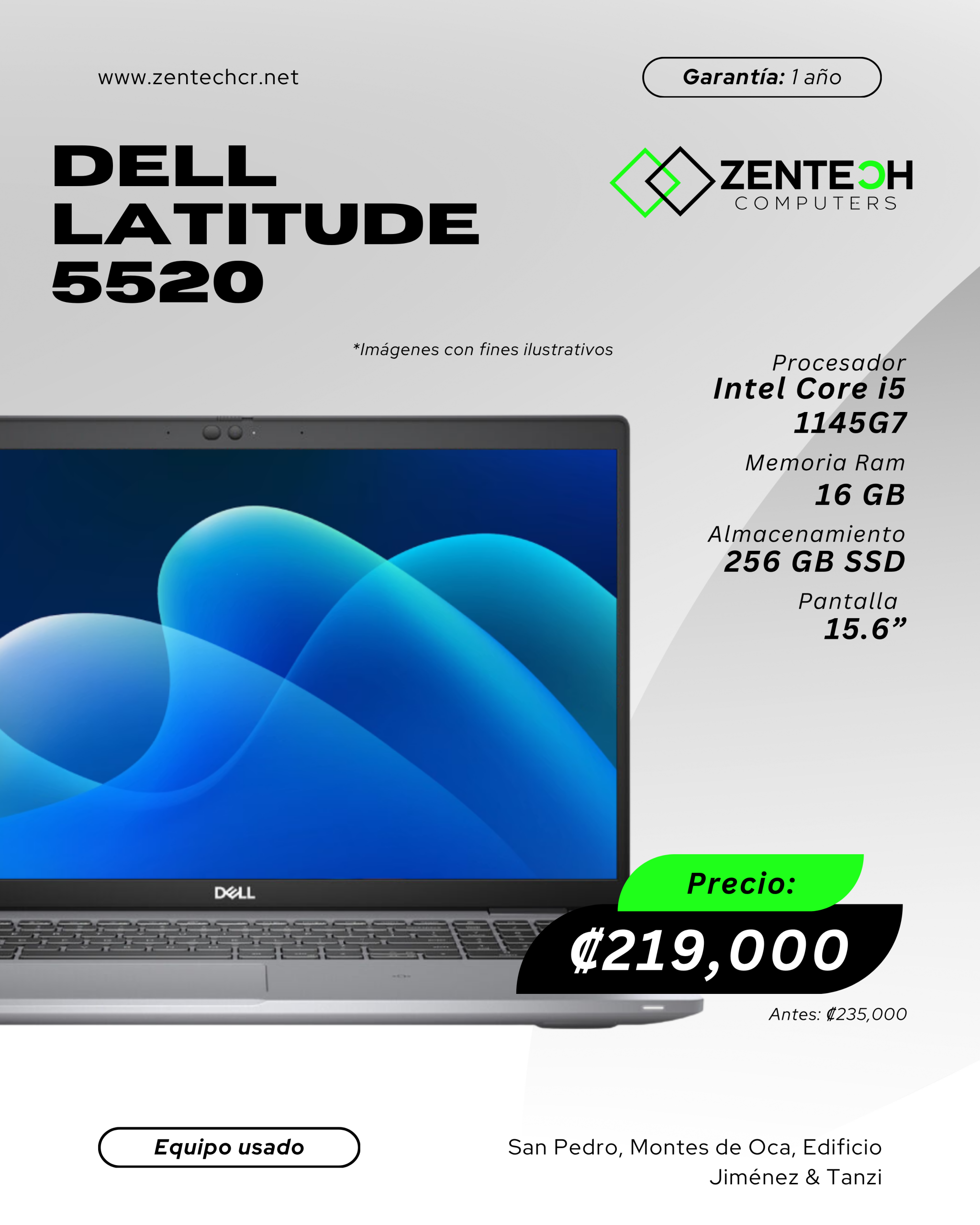 Laptop Usada Dell Latitude 5520 Core i5 1145G7 16GB 256GB SSD 15.6" - Imagen 3