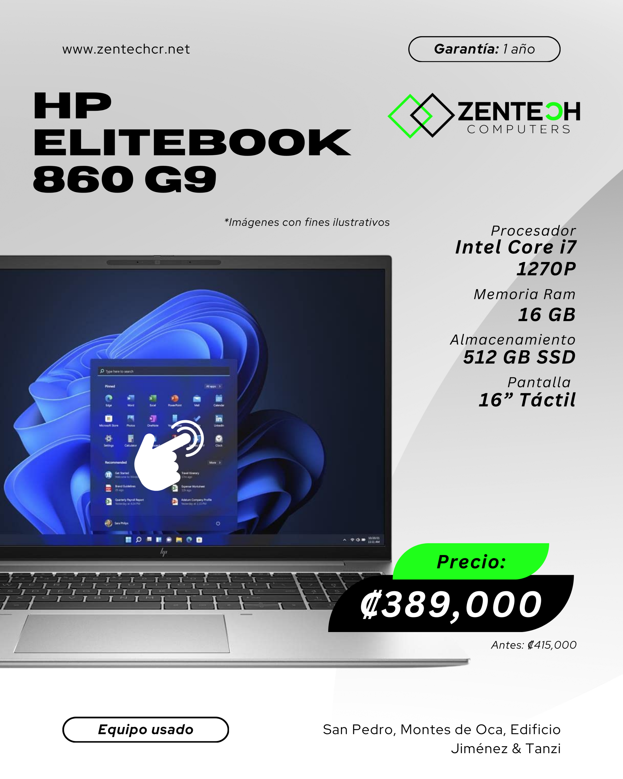 Laptop Usada HP 860 G9 Core i7 1270P 16GB / 512GB SSD 16" Táctil / 1 Año de Garantía - Imagen 4