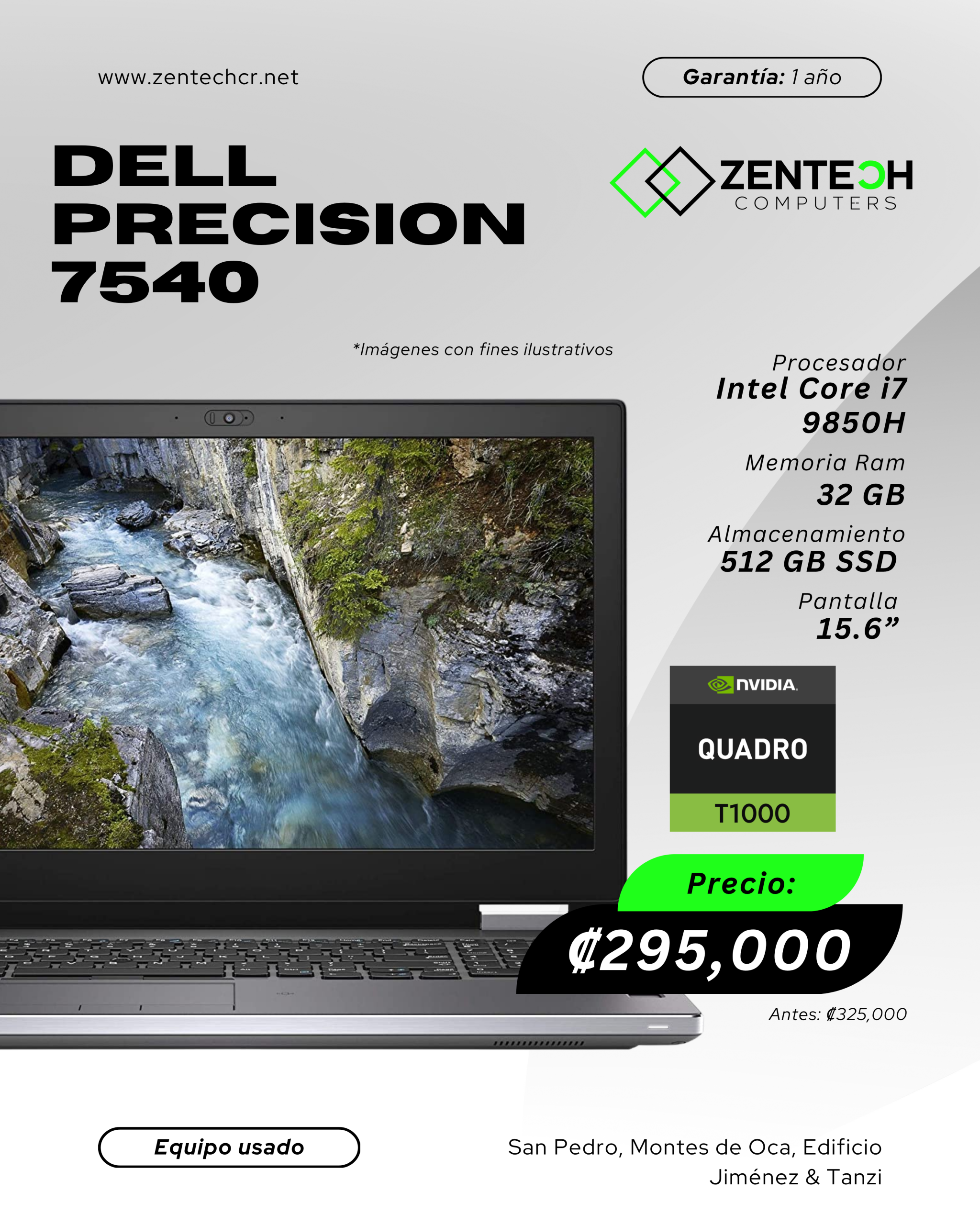 Workstation Usada DELL Precision 7540 Core i7 9850H 32GB 512GB SSD 15.6" Nvidia Quadro T1000 4GB - Imagen 3